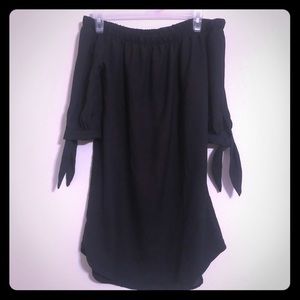 Black witchy off the shoulder mini dress